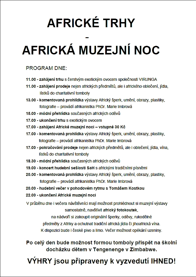 Program sobota Africké léto v muzeu